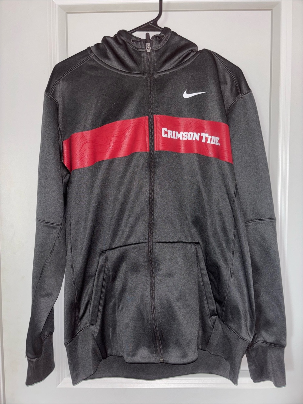 Nike Black Jacket with Red Chest Stripe - Crimson Tide Branding